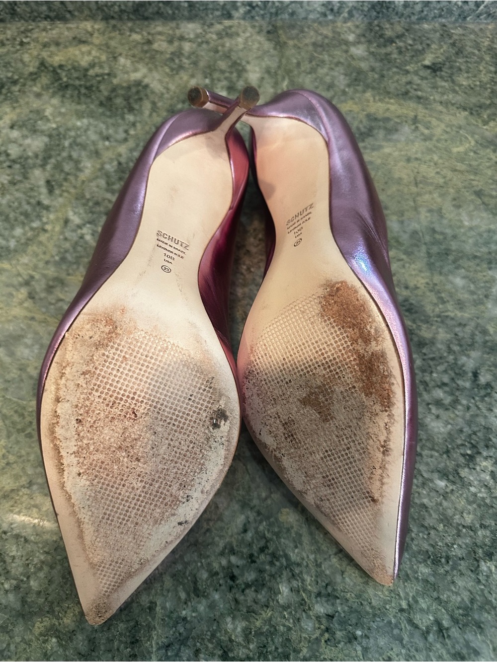 SCHUTZ Metallic Rose-Pink Pointed-Toe Pumps - Picture 6 of 6
